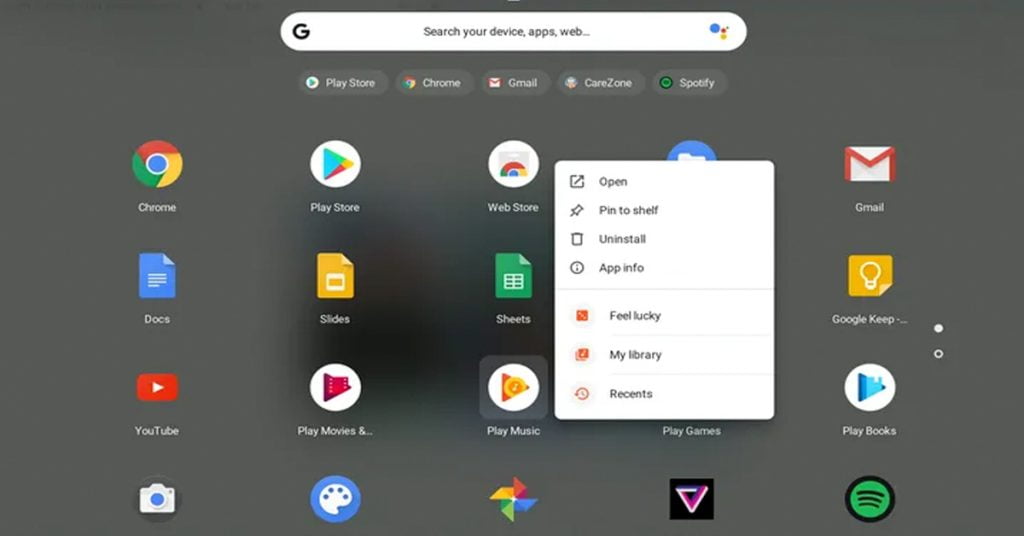 Chrome OS chromebook desktop icons change background